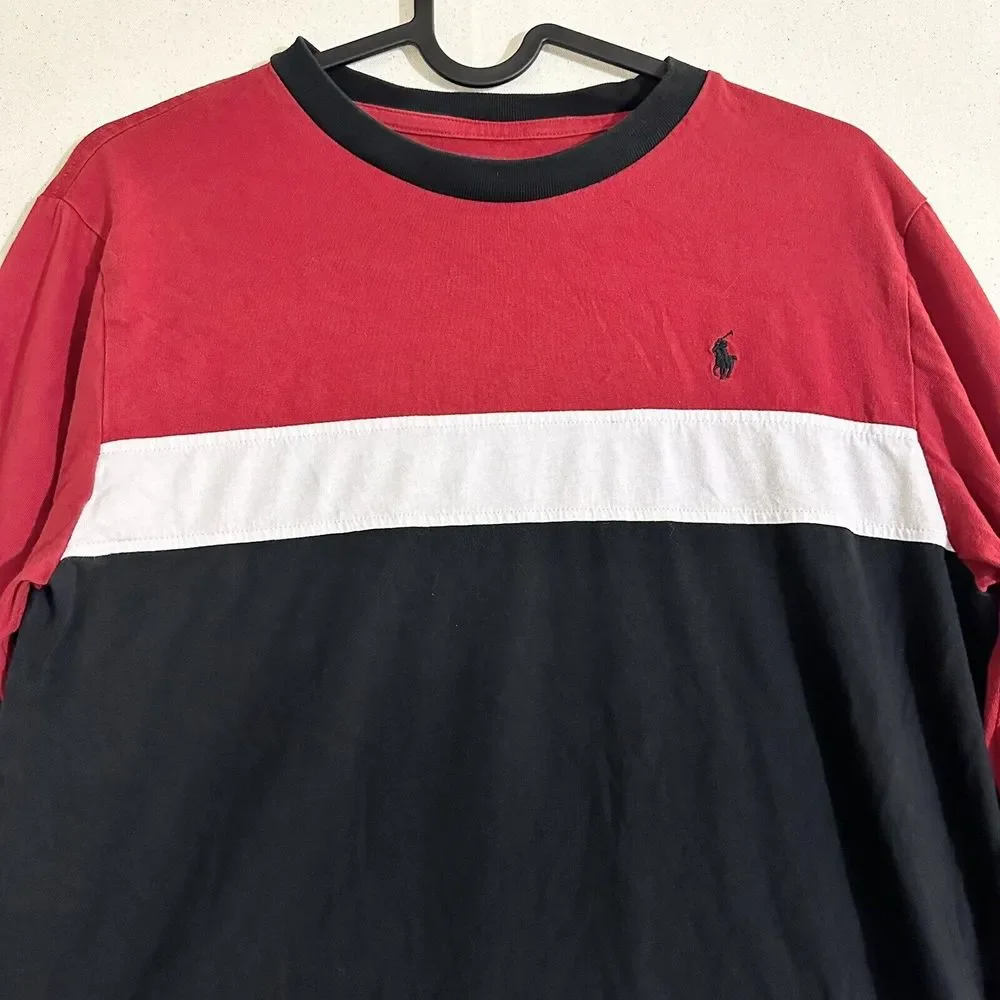 Polo Ralph Lauren T-Shirt Boys Youth Size (14-16) Long Sleeve Red/Black/White